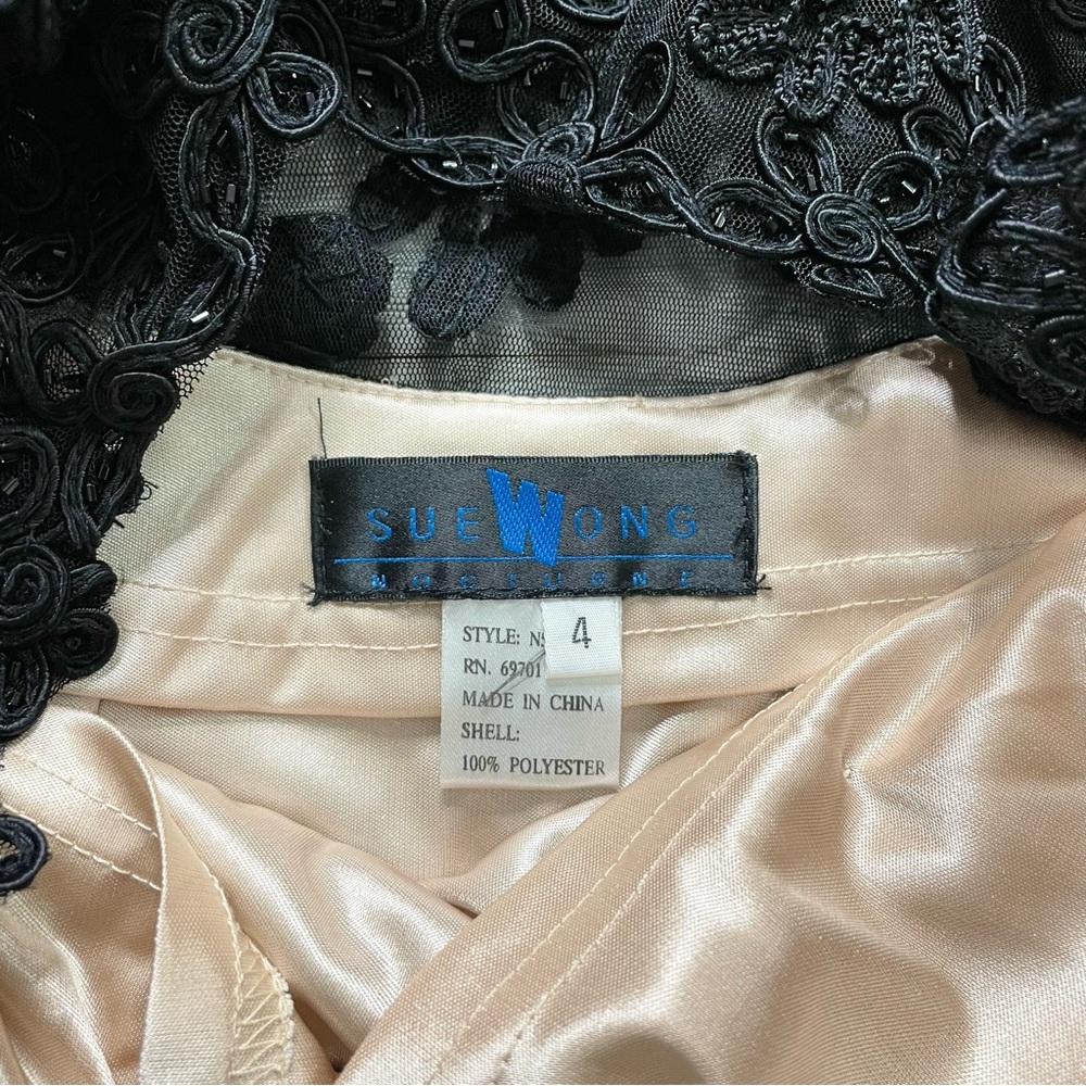 SOLD‼️ SUE WONG Nocturne Lace Embroidered Beaded Fit and Flare Cocktail Dress - Picture 6 of 6